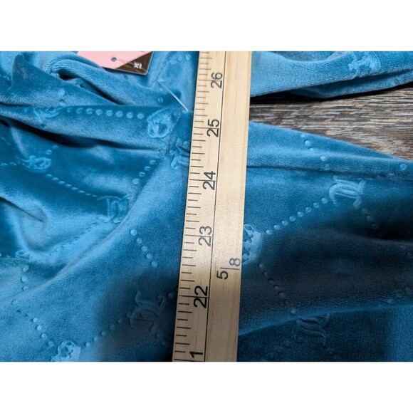 NWT Juciy Couture 1X Short Dress Aqua Velour Flare L Embossed Crowns Scoop Neck - Picture 8 of 8